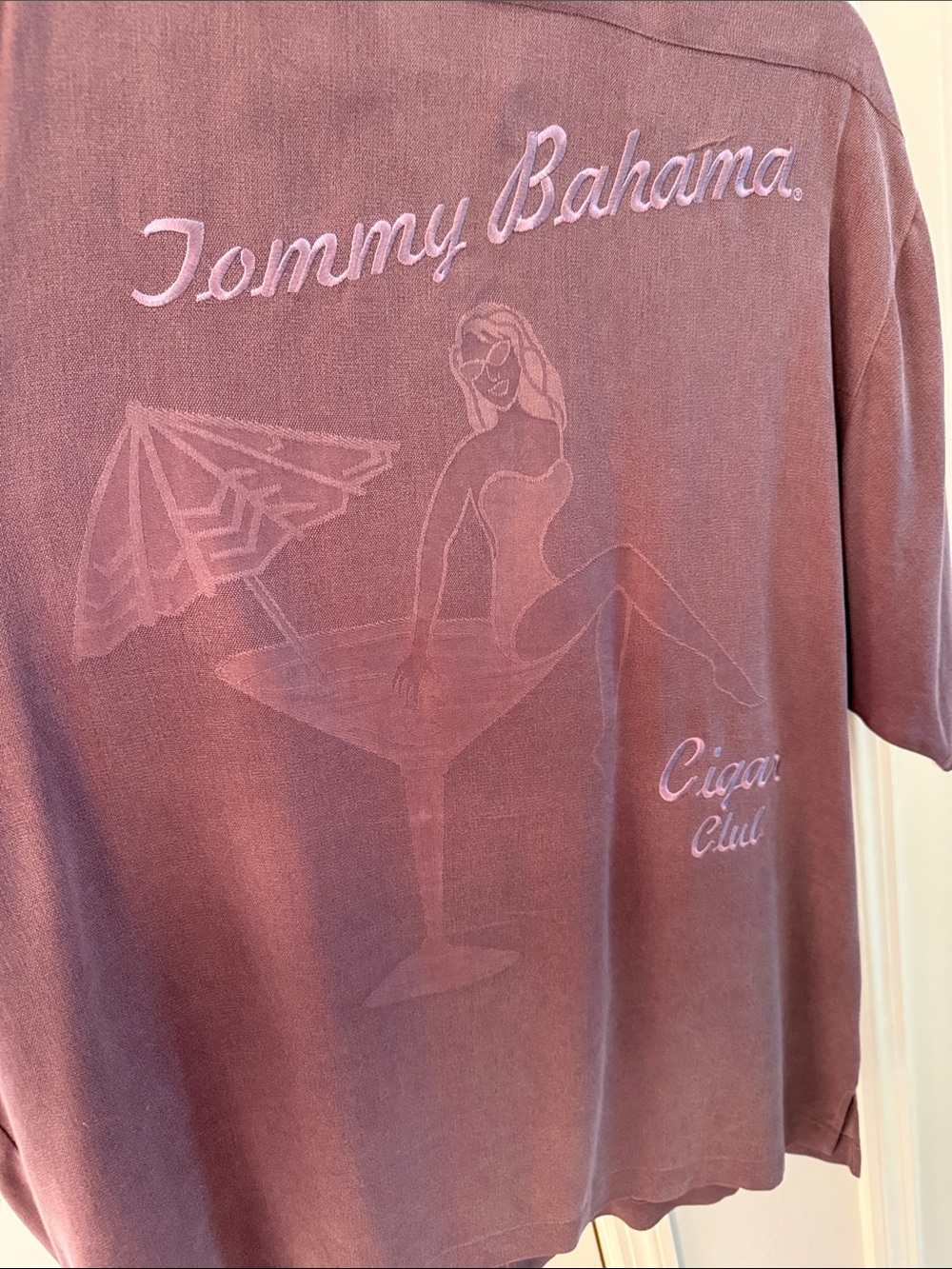 Tommy Bahama Pink-Mauve Embroidered Resort Shirt